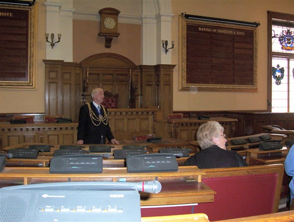 Photo:With the Mayor in the Council Chamber.