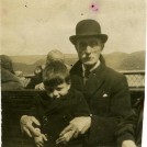 Photo:Albert Woodcock with his grandson Walker Templeton (Auntie May's son) on holiday in the Lake District. Date unknown.