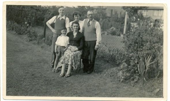 Photo:Me (aged 15) with Aunt Irene at the back, my father on the right, my cousin John and my aunt Olga in 1953